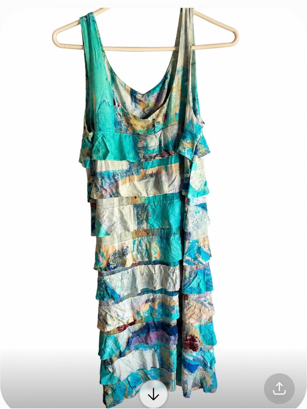 Turquoise & Aqua Tiered Ruffle Midi Dress